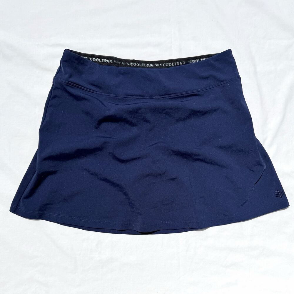 Coolibar Sandbar Swim Skort Womens Large Navy Blue Skirt Sun Protection